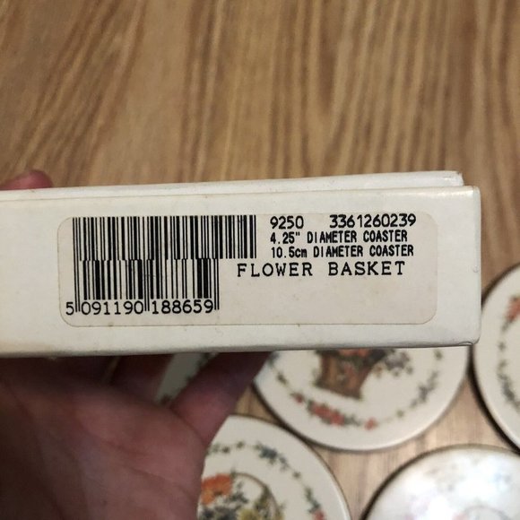 English Life Coasters Set of 5 Cork Back Flower Baskets VTG Made In England - Picture 4 of 5